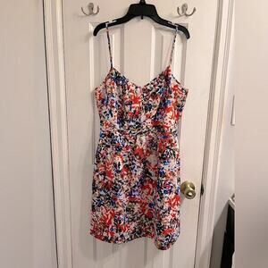 J Crew Colorful Summer Dress Sz 10 Red White Blue